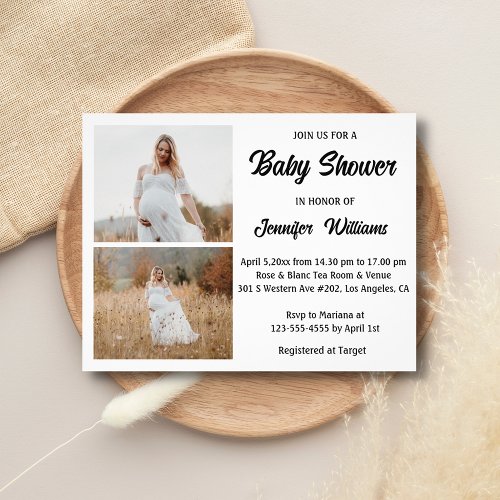  elegant 2 photos collage baby shower invitation  flyer