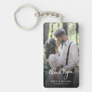 Elegant 2 Photos Wedding Thank You Personalized Keychain