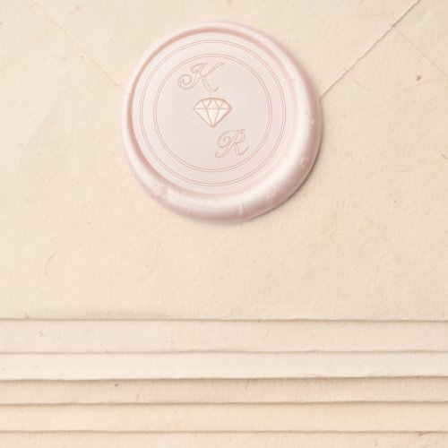 Elegant 2 Ring Circular Frame  Diamond Monogram Wax Seal Sticker