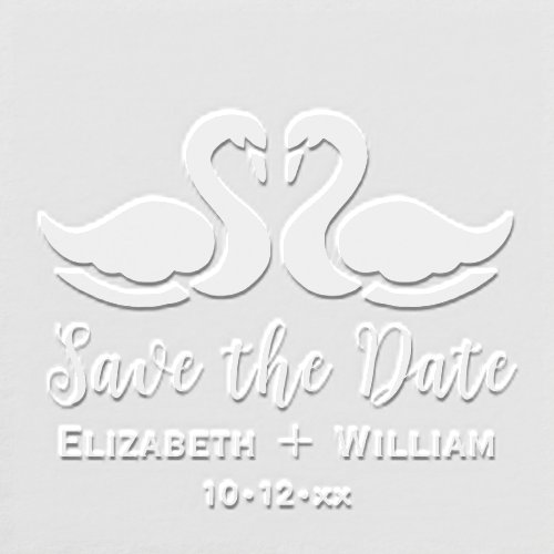 Elegant 2 Swans Silhouette Wedding Save the Date Embosser