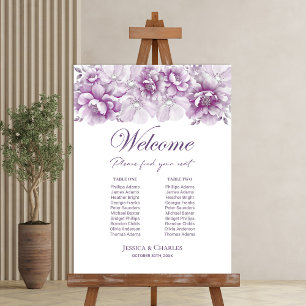 Elegant 2 Table Pink Floral Wedding Seating Chart Foam Board