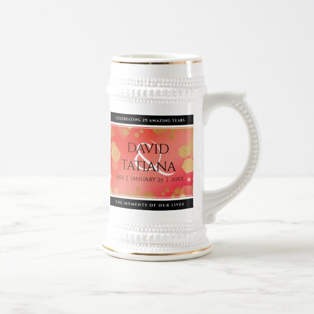 Elegant 2nd 29th Garnet Wedding Anniversary Beer Stein (Right)