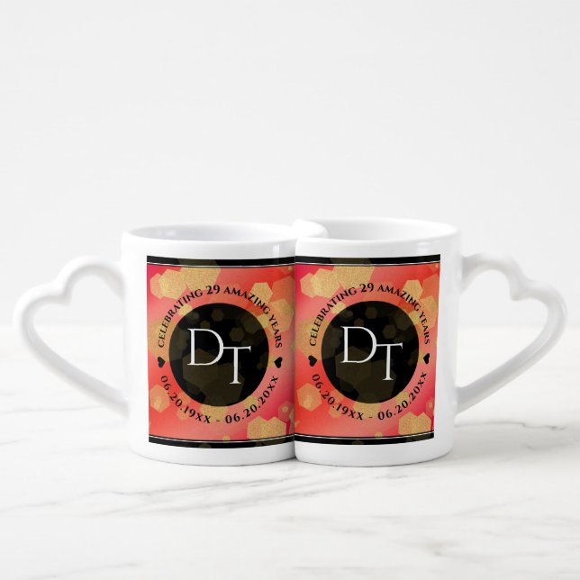 Elegant 2nd 29th Garnet Wedding Anniversary Coffee Mug Set (Front Nesting)