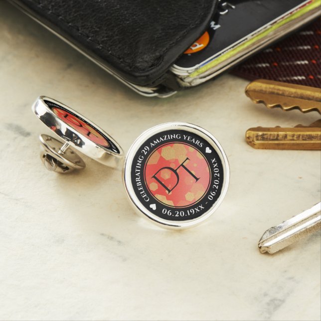 Elegant 2nd 29th Garnet Wedding Anniversary Lapel Pin (In Situ)
