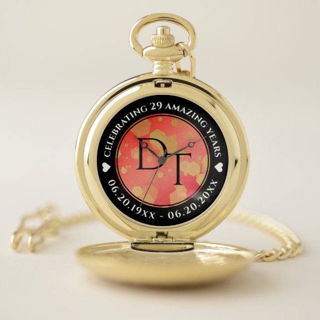Elegant 2nd 29th Garnet Wedding Anniversary Pocket Watch (Inside)