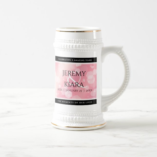 Elegant 2nd 5th Rose Quartz Wedding Anniversary Beer Stein (Right)