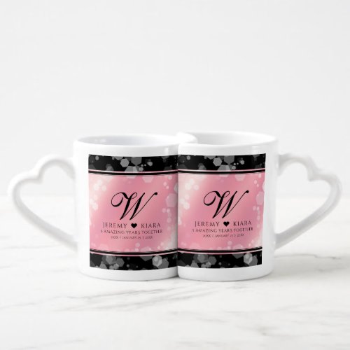 Elegant 2nd 5th Rose Quartz Wedding Anniversary Coffee Mug Set
