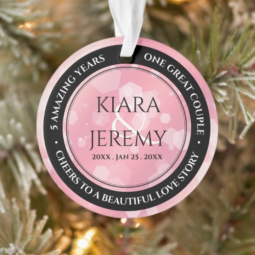 Elegant 2nd 5th Rose Quartz Wedding Anniversary Ornament