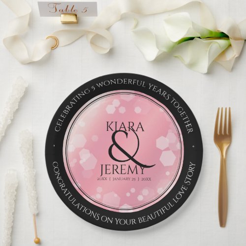 Elegant 2nd 5th Rose Quartz Wedding Anniversary Paper Plates