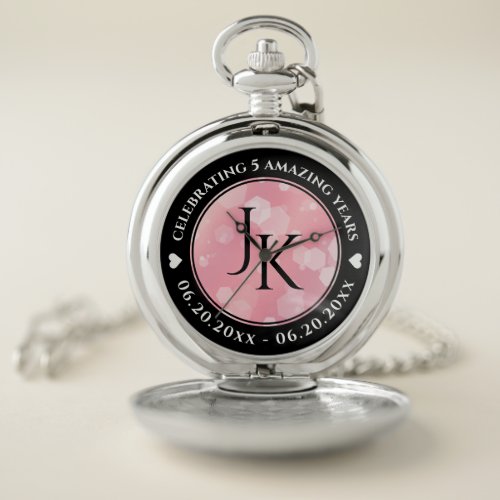 Elegant 2nd 5th Rose Quartz Wedding Anniversary Pocket Watch