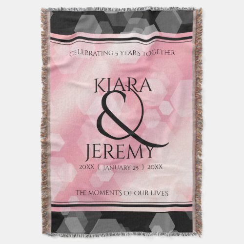 Elegant 2nd 5th Rose Quartz Wedding Anniversary Throw Blanket