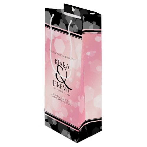 Elegant 2nd 5th Rose Quartz Wedding Anniversary Wine Gift Bag
