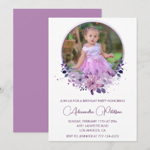 Elegant 2nd birthday invitation Photo Floral Boho