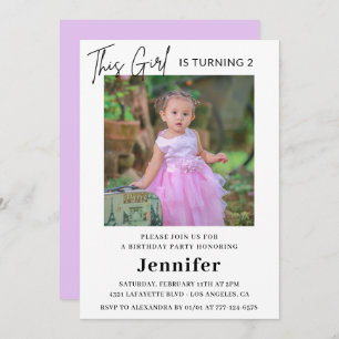 Elegant 2nd birthday invitations Photo Girl Modern