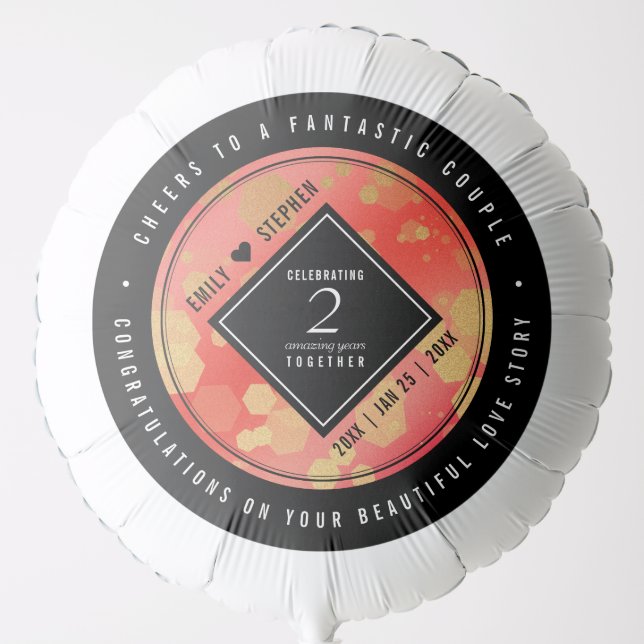 Elegant 2nd Garnet Wedding Anniversary Balloon (Front)