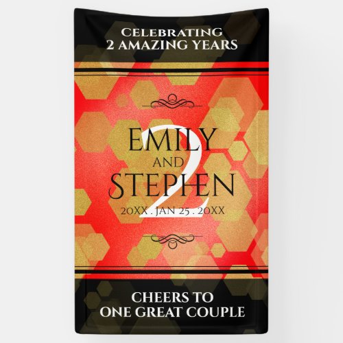 Elegant 2nd Garnet Wedding Anniversary Banner