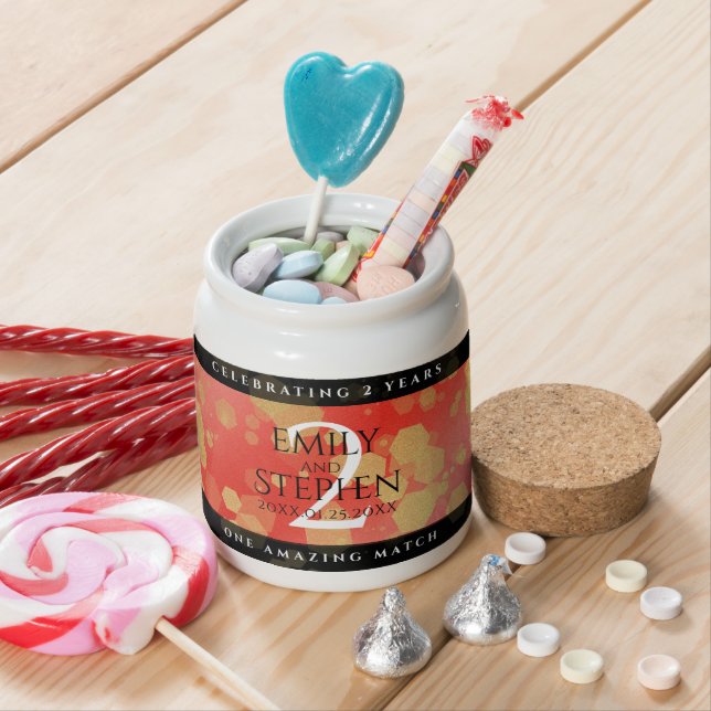 Elegant 2nd Garnet Wedding Anniversary Candy Jar (In Situ)