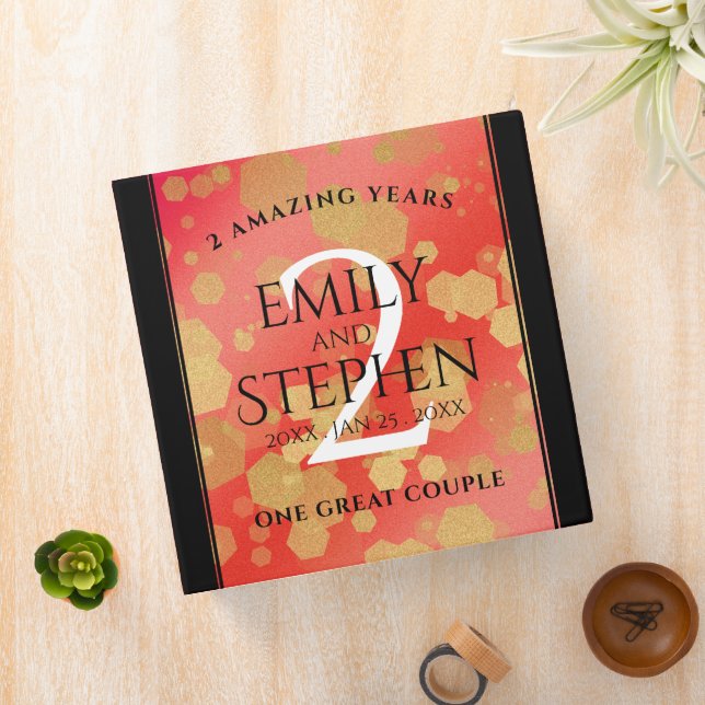 Elegant 2nd Garnet Wedding Anniversary Celebration 3 Ring Binder (In Situ)