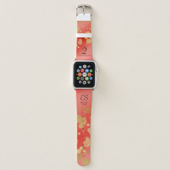 Elegant 2nd Garnet Wedding Anniversary Celebration Apple Watch Band (Front)