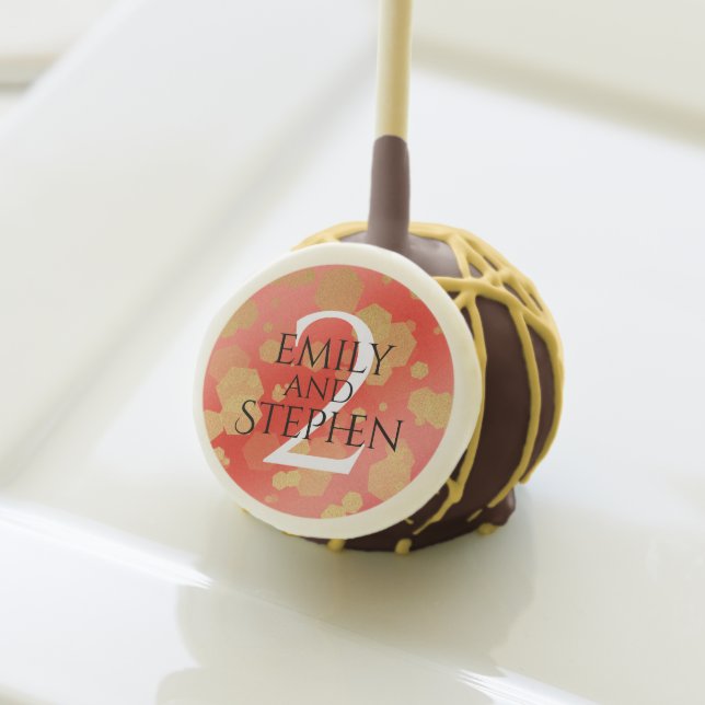 Elegant 2nd Garnet Wedding Anniversary Celebration Cake Pops (Front Insitu)