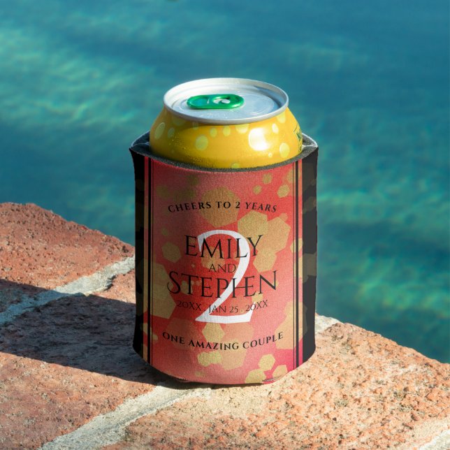 Elegant 2nd Garnet Wedding Anniversary Celebration Can Cooler (In Situ Pool)