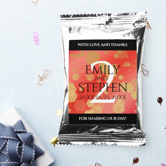 Elegant 2nd Garnet Wedding Anniversary Celebration Coffee Drink Mix (Packets)