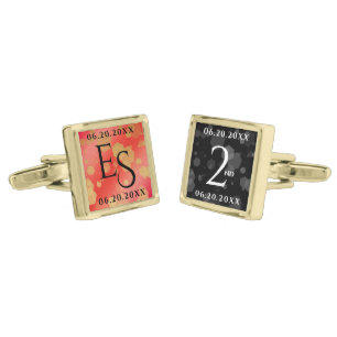 Elegant 2nd Garnet Wedding Anniversary Celebration Cufflinks