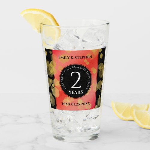 Elegant 2nd Garnet Wedding Anniversary Celebration Glass