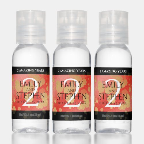 Elegant 2nd Garnet Wedding Anniversary Celebration Hand Sanitizer