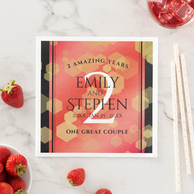 Elegant 2nd Garnet Wedding Anniversary Celebration Paper Dinner Napkins (Insitu)