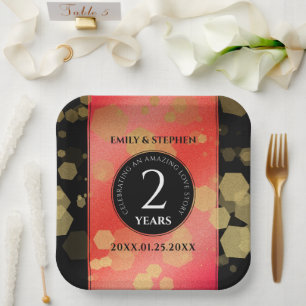 Elegant 2nd Garnet Wedding Anniversary Celebration Paper Plates