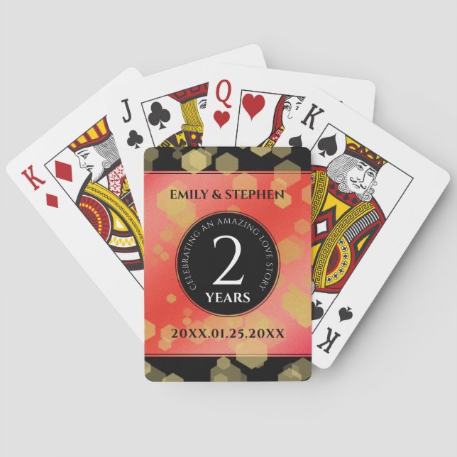 Elegant 2nd Garnet Wedding Anniversary Celebration Poker Cards (Back)