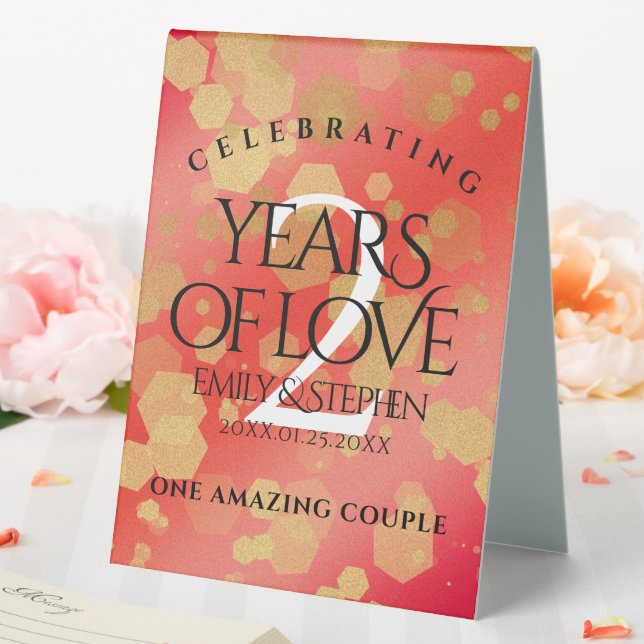 Elegant 2nd Garnet Wedding Anniversary Celebration Table Tent (In SItu (Wedding))