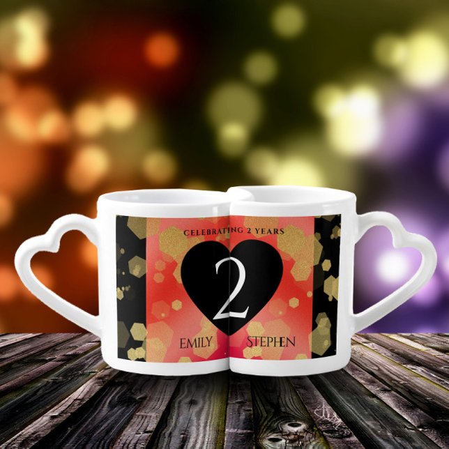 Elegant 2nd Garnet Wedding Anniversary Coffee Mug Set (Creator Uploaded)