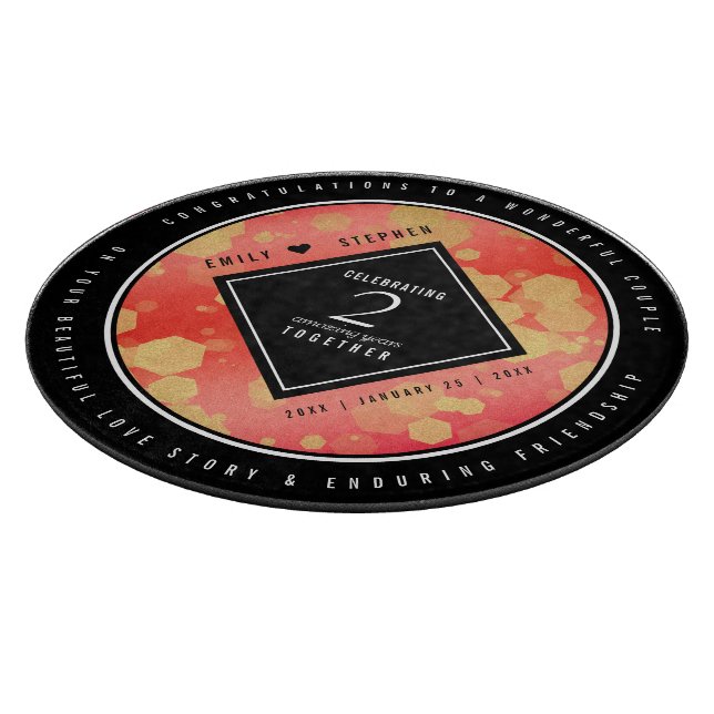 Elegant 2nd Garnet Wedding Anniversary Cutting Board (Corner)