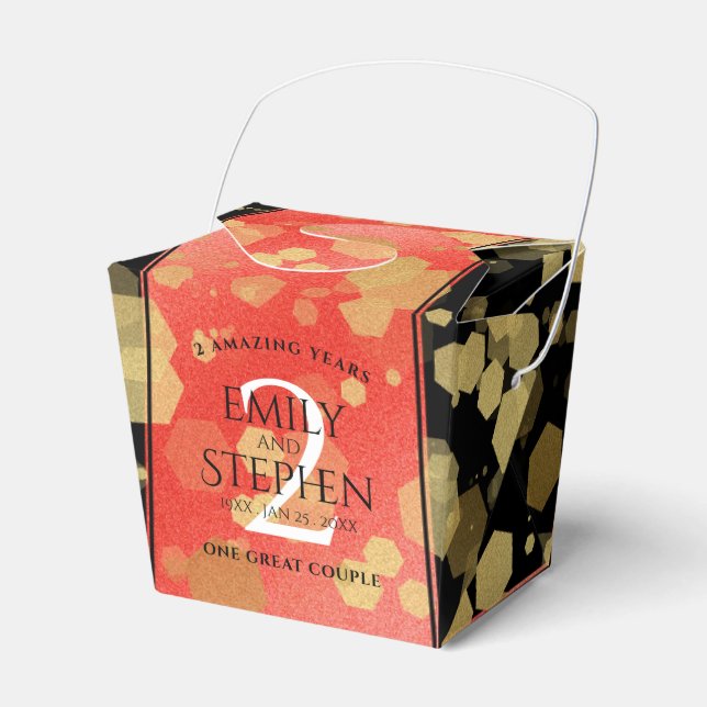 Elegant 2nd Garnet Wedding Anniversary Favor Boxes (Front Side)