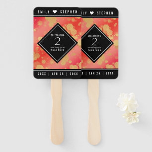 Elegant 2nd Garnet Wedding Anniversary Hand Fan