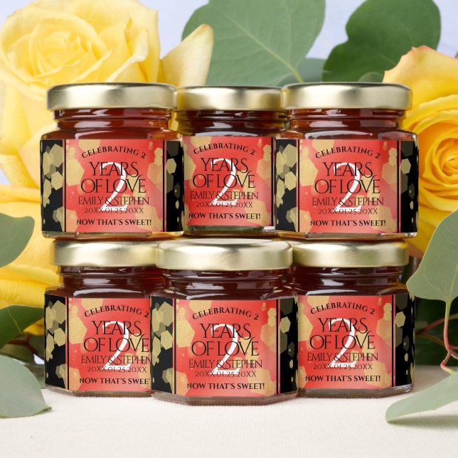 Elegant 2nd Garnet Wedding Anniversary Honey Jar Favors (Insitu)
