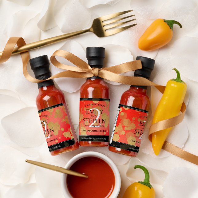 Elegant 2nd Garnet Wedding Anniversary Hot Sauces (Wedding)