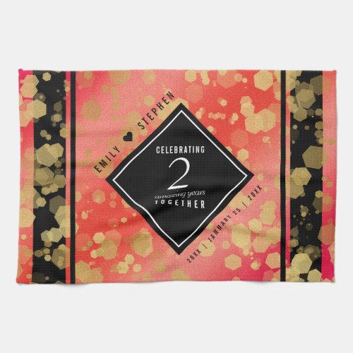 Elegant 2nd Garnet Wedding Anniversary Kitchen Towel