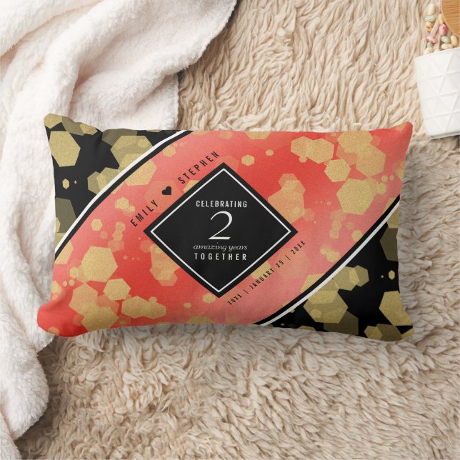 Elegant 2nd Garnet Wedding Anniversary Lumbar Pillow (Blanket)