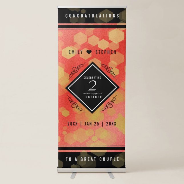 Elegant 2nd Garnet Wedding Anniversary Retractable Banner (Front)
