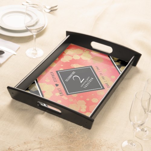 Elegant 2nd Garnet Wedding Anniversary Serving Tray