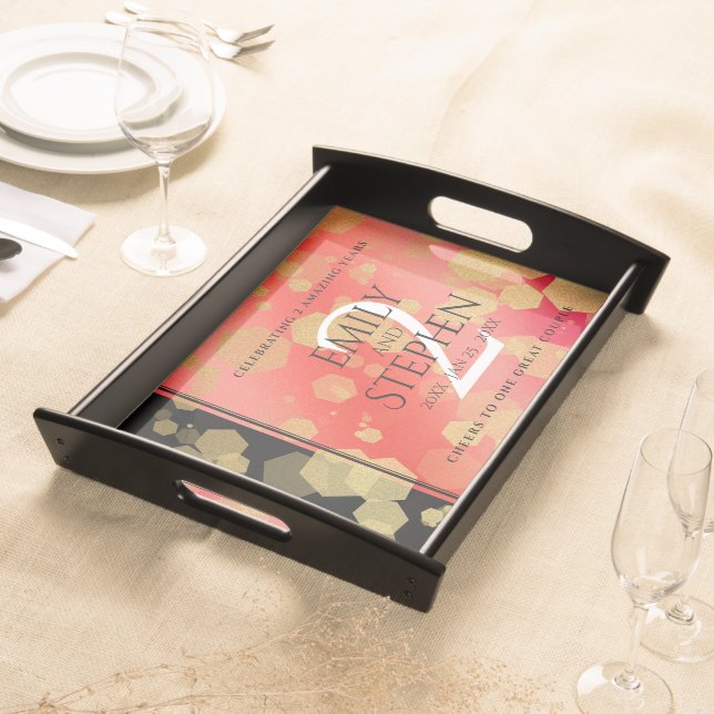 Elegant 2nd Garnet Wedding Anniversary Serving Tray (Front)