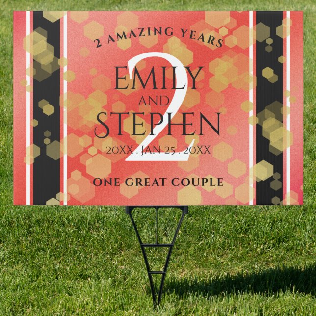 Elegant 2nd Garnet Wedding Anniversary Sign (Insitu)
