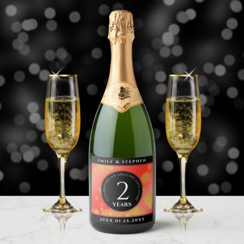 Elegant 2nd Garnet Wedding Anniversary Sparkling Wine Label