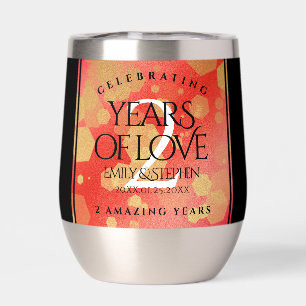 Elegant 2nd Garnet Wedding Anniversary Thermal Wine Tumbler