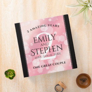 Elegant 2nd Rose Quartz Wedding Anniversary 3 Ring Binder