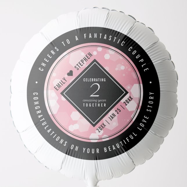 Elegant 2nd Rose Quartz Wedding Anniversary Balloon (Front)