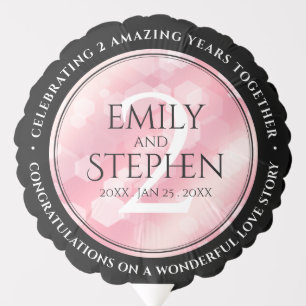 Elegant 2nd Rose Quartz Wedding Anniversary Balloon